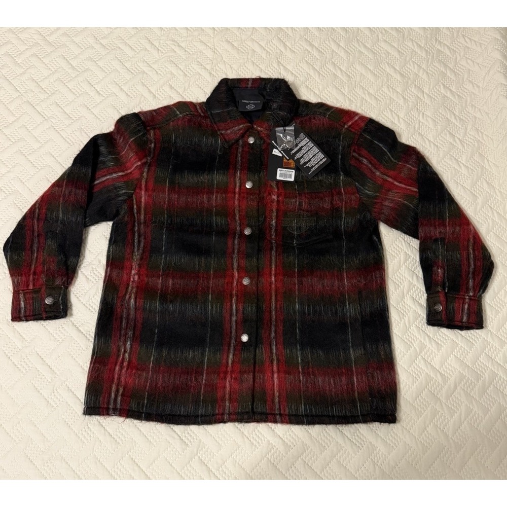 New Harley Davidson Womens HD Tartan Plaid Shirt Jacket Medium Moto Riding w/Tag